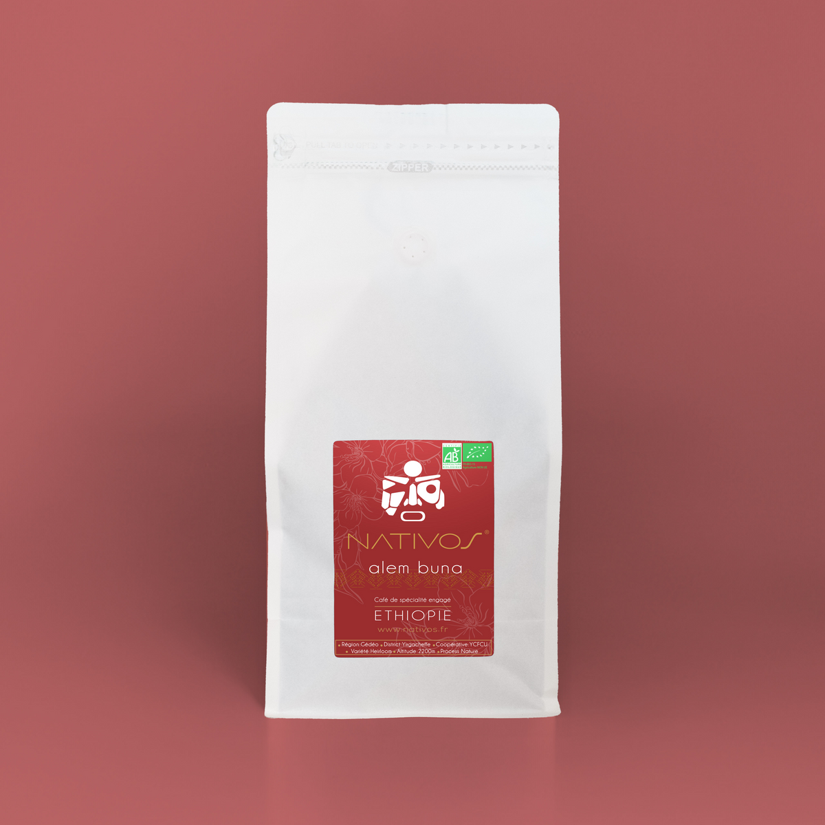 Paquet de café Yirgacheffe 1 kg, Éthiopie · Nativos